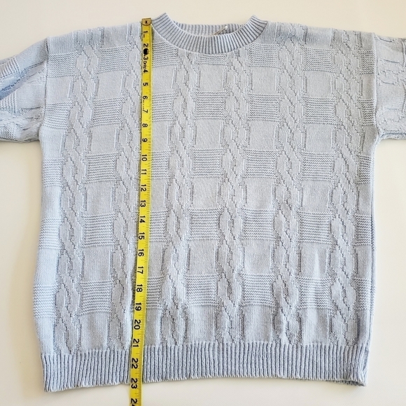 BA02 * Jane Adams Cable Knit Sweater Baby Blue Size Unknown Vintage Made in USA - Picture 6 of 7